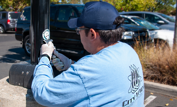 Graffiti removal color match painting commercial property